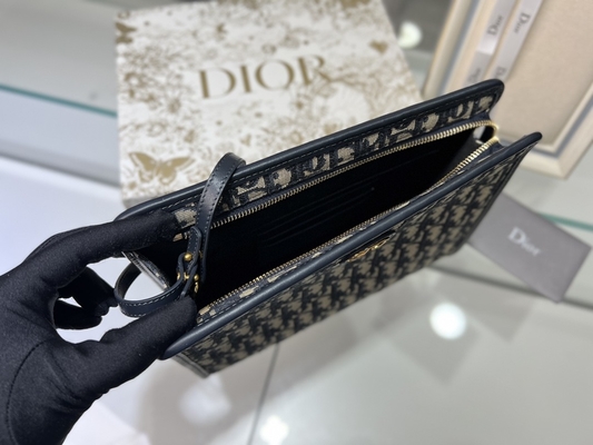 2'si 1 Arada Mini Dior 30 Montaigne Kese Mavi Eğik Jakarlı