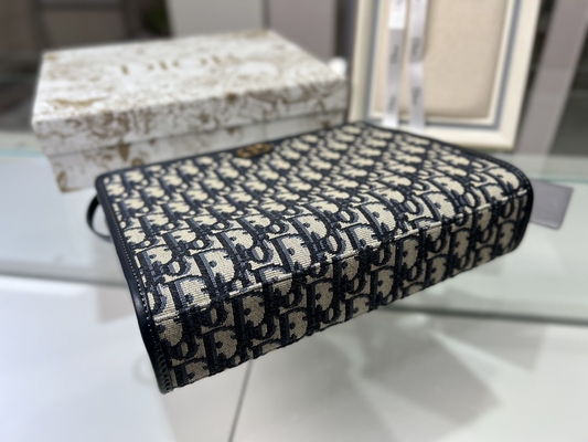 2'si 1 Arada Mini Dior 30 Montaigne Kese Mavi Eğik Jakarlı
