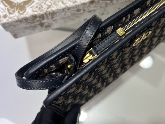 2'si 1 Arada Mini Dior 30 Montaigne Kese Mavi Eğik Jakarlı