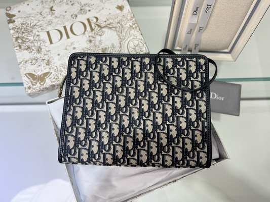 2'si 1 Arada Mini Dior 30 Montaigne Kese Mavi Eğik Jakarlı