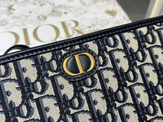 2'si 1 Arada Mini Dior 30 Montaigne Kese Mavi Eğik Jakarlı