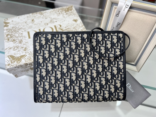 2'si 1 Arada Mini Dior 30 Montaigne Kese Mavi Eğik Jakarlı