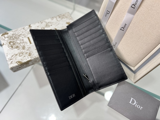 Kabartmalı Dikey CD Christian Dior Erkek Cüzdan Elmas Fermuarlı