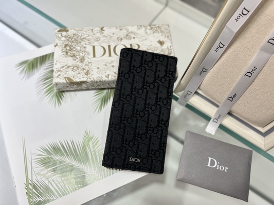 Kabartmalı Dikey CD Christian Dior Erkek Cüzdan Elmas Fermuarlı