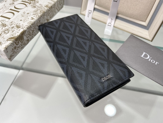 Kabartmalı Dikey CD Christian Dior Erkek Cüzdan Elmas Fermuarlı