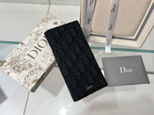 Kabartmalı Dikey CD Christian Dior Erkek Cüzdan Elmas Fermuarlı