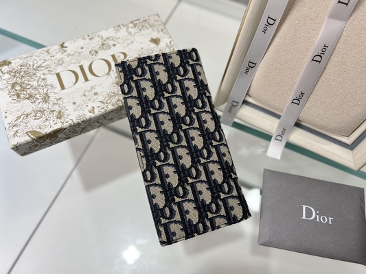 Kabartmalı Dikey CD Christian Dior Erkek Cüzdan Elmas Fermuarlı