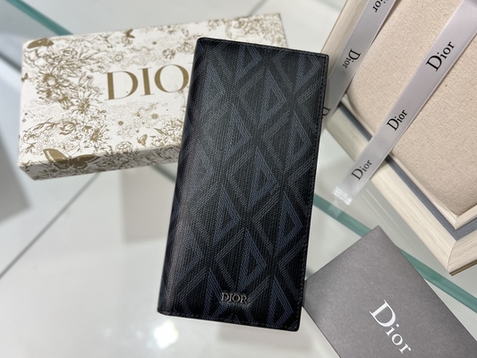 Kabartmalı Dikey CD Christian Dior Erkek Cüzdan Elmas Fermuarlı