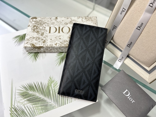 Kabartmalı Dikey CD Christian Dior Erkek Cüzdan Elmas Fermuarlı