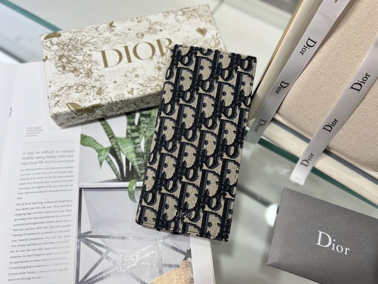Kabartmalı Dikey CD Christian Dior Erkek Cüzdan Elmas Fermuarlı