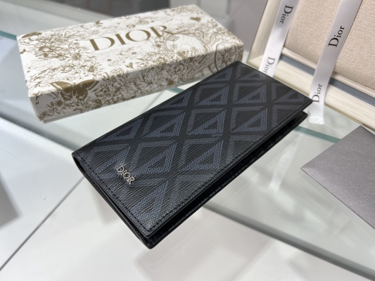 Kabartmalı Dikey CD Christian Dior Erkek Cüzdan Elmas Fermuarlı