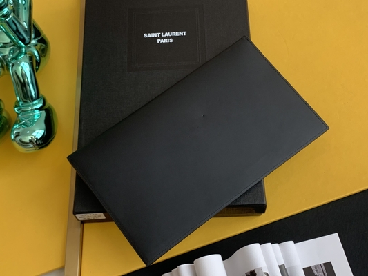 Kabartmalı Saint Laurent Preloved Markalı Çanta Uptown Deri Clutch Grain De Poudre