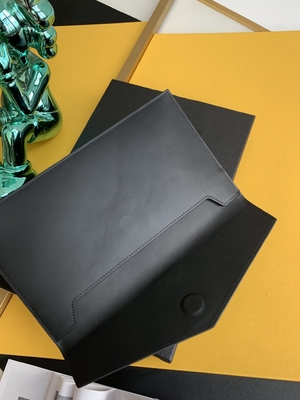 Kabartmalı Saint Laurent Preloved Markalı Çanta Uptown Deri Clutch Grain De Poudre