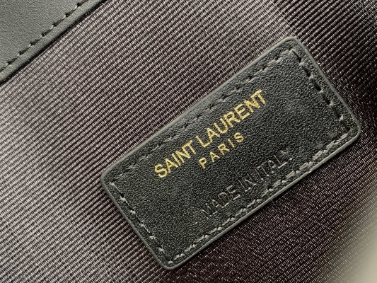 Kabartmalı Saint Laurent Preloved Markalı Çanta Uptown Deri Clutch Grain De Poudre