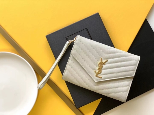 Caviar YSL Monogram Kapitone Deri Zarflı Clutch Çanta