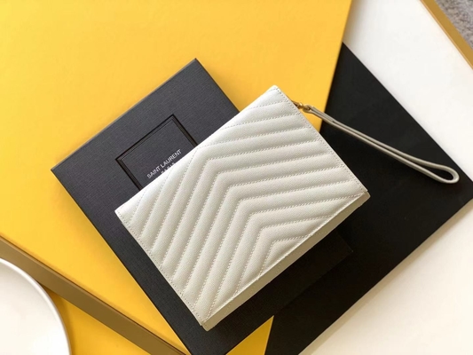 Caviar YSL Monogram Kapitone Deri Zarflı Clutch Çanta