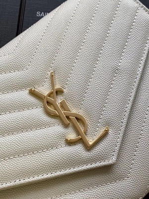 Caviar YSL Monogram Kapitone Deri Zarflı Clutch Çanta