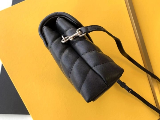 YSL Saint Laurent Bayan Cassandra Zincir Omuz Çantası Pamuk Kanvas Ve Karamel Kahverengi Dana Derisi