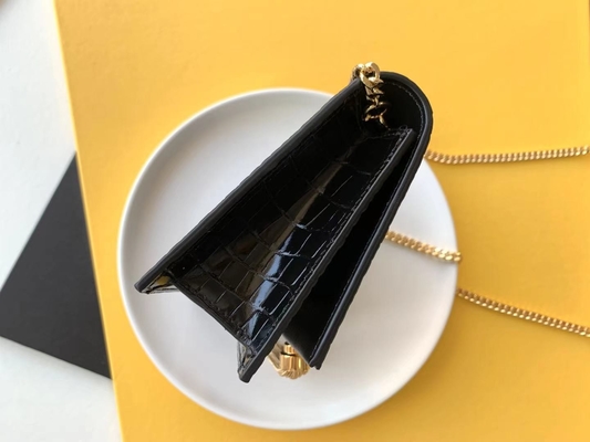 Dana Derisi YSL Siyah Çanta Altın Zincir Kate Küçük Püskül