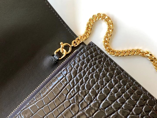 Dana Derisi YSL Siyah Çanta Altın Zincir Kate Küçük Püskül