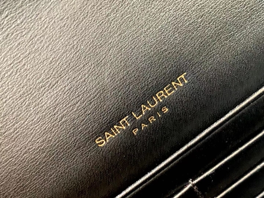 Dana Derisi YSL Siyah Çanta Altın Zincir Kate Küçük Püskül