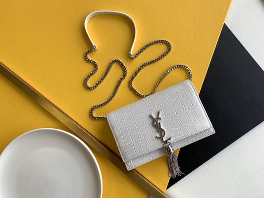 Orta Boy Kate Püskül Kırmızı YSL Saint Laurent Woc Fermuar Kapatma