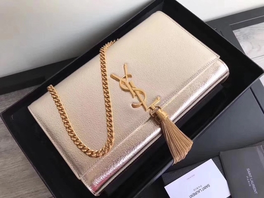 Ayarlanabilir Askılı Polyester Saint Laurent YSL Woc Çanta Fermuarlı Gümüş
