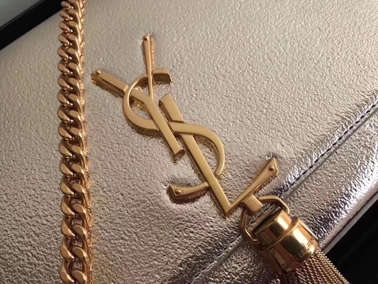 Ayarlanabilir Askılı Polyester Saint Laurent YSL Woc Çanta Fermuarlı Gümüş