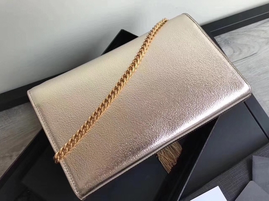 Ayarlanabilir Askılı Polyester Saint Laurent YSL Woc Çanta Fermuarlı Gümüş