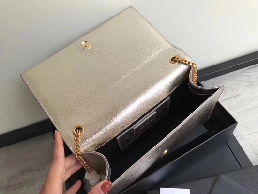 Ayarlanabilir Askılı Polyester Saint Laurent YSL Woc Çanta Fermuarlı Gümüş