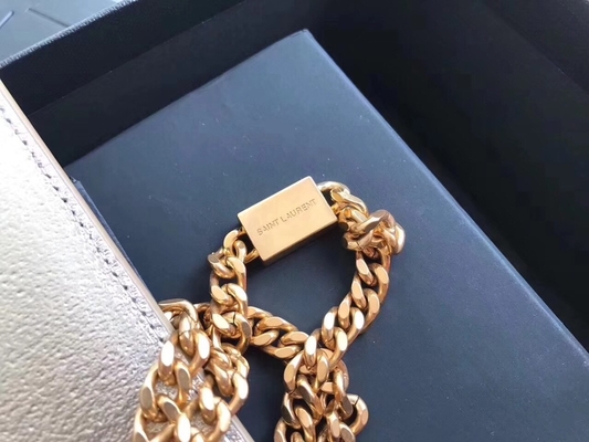 Ayarlanabilir Askılı Polyester Saint Laurent YSL Woc Çanta Fermuarlı Gümüş