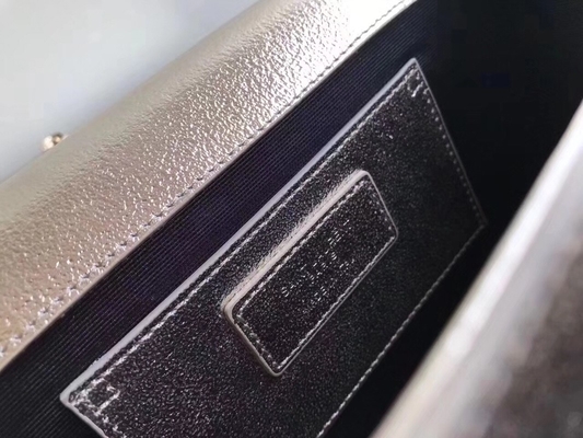Ayarlanabilir Askılı Polyester Saint Laurent YSL Woc Çanta Fermuarlı Gümüş