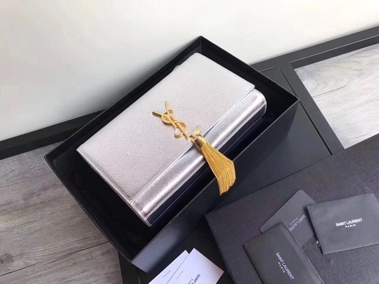 Ayarlanabilir Askılı Polyester Saint Laurent YSL Woc Çanta Fermuarlı Gümüş