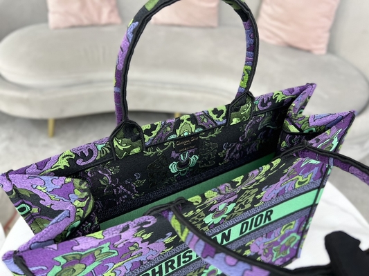 Büyük Beden Nakışlı Dior Maria Grazia Chiuri Çanta Kitap Çantası