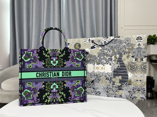 Büyük Beden Nakışlı Dior Maria Grazia Chiuri Çanta Kitap Çantası
