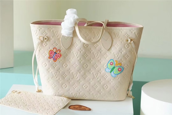 Parti Markalı Bayan El Çantası Neverfull MM Monogram Empreinte Çiçek Kakmalı