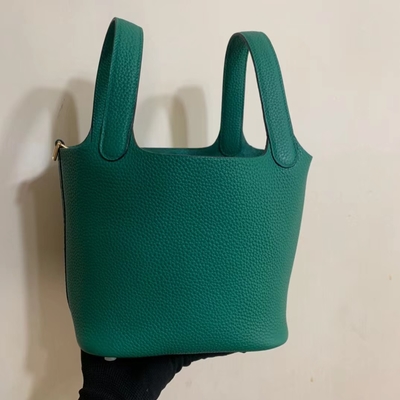 Hermes Marka Bayan El Çantası Jaune Ambre Picotin Lock PM Clemence Leather Soleil