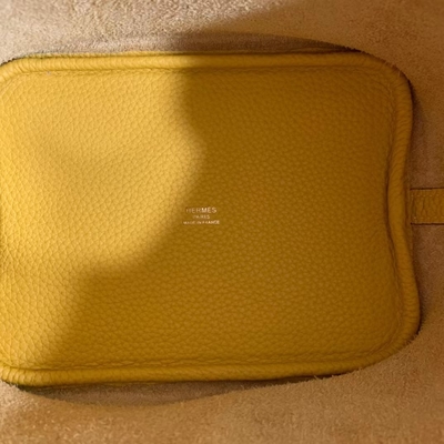 Hermes Marka Bayan El Çantası Jaune Ambre Picotin Lock PM Clemence Leather Soleil