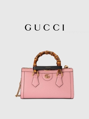 Pembe Deri GG Gucci Diana Bambu Çanta El Çantası OEM
