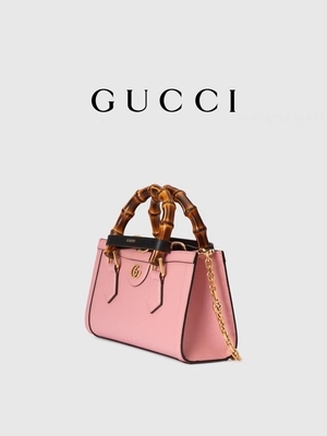 Pembe Deri GG Gucci Diana Bambu Çanta El Çantası OEM