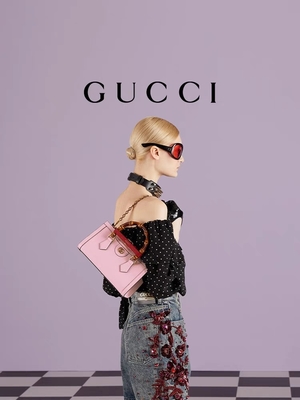 Pembe Deri GG Gucci Diana Bambu Çanta El Çantası OEM