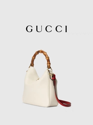 Beyaz Deri Markalı Omuz Çantası Gucci Princess Diana El Çantası