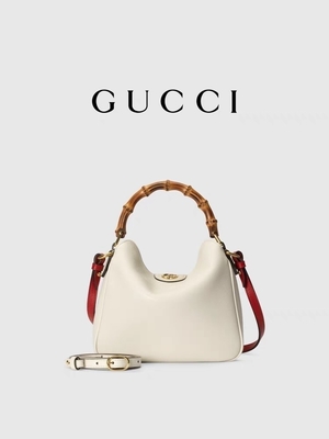 Beyaz Deri Markalı Omuz Çantası Gucci Princess Diana El Çantası
