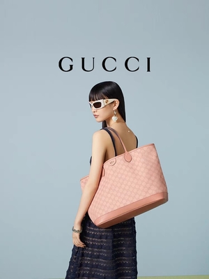 İş Seyahati İçin Pembe Kanvas Gucci Ophidia GG Orta Tote Omuz Çantası