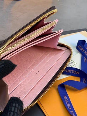 Unisex Kanvas LV Sarah Monogram Cüzdan Damier İşbirliği Deri