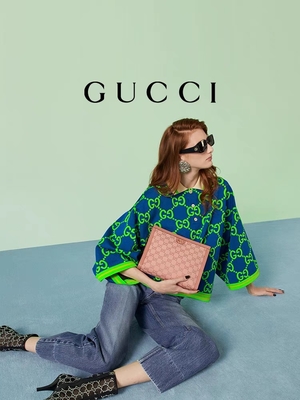 Mini Pembe Kanvas Deri Ophidia Gucci Fermuarlı Debriyaj Çantası
