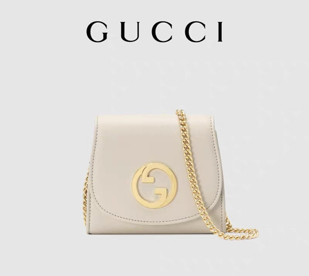 Beyaz Deri Özel Markalı Çanta Medium Blondie Gucci El Çantası