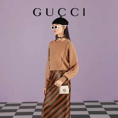 Beyaz Deri Özel Markalı Çanta Medium Blondie Gucci El Çantası