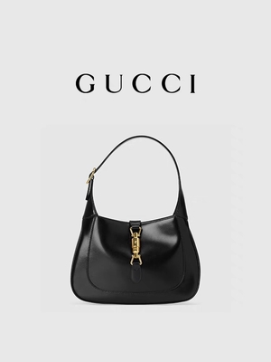 Siyah Deri 1961 Jackie Çanta Gucci Tarafından Onurlandırılan Klasik Altın Aksesuarlar