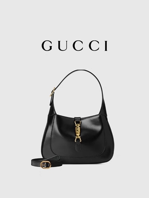 Siyah Deri 1961 Jackie Çanta Gucci Tarafından Onurlandırılan Klasik Altın Aksesuarlar
